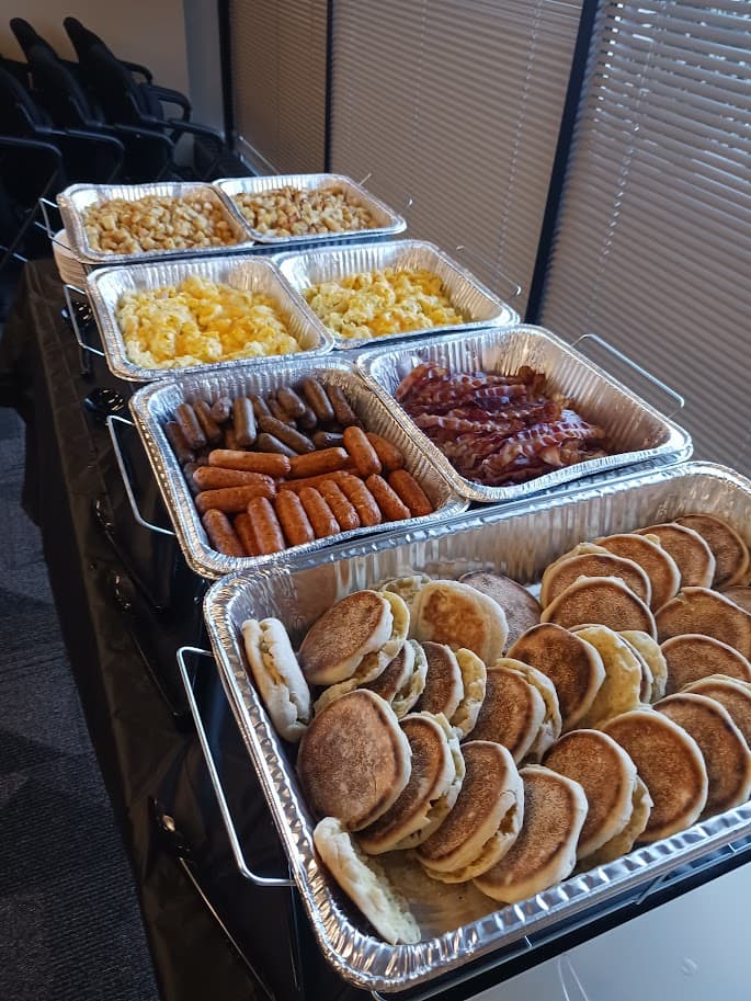 Breakfast buffet spread