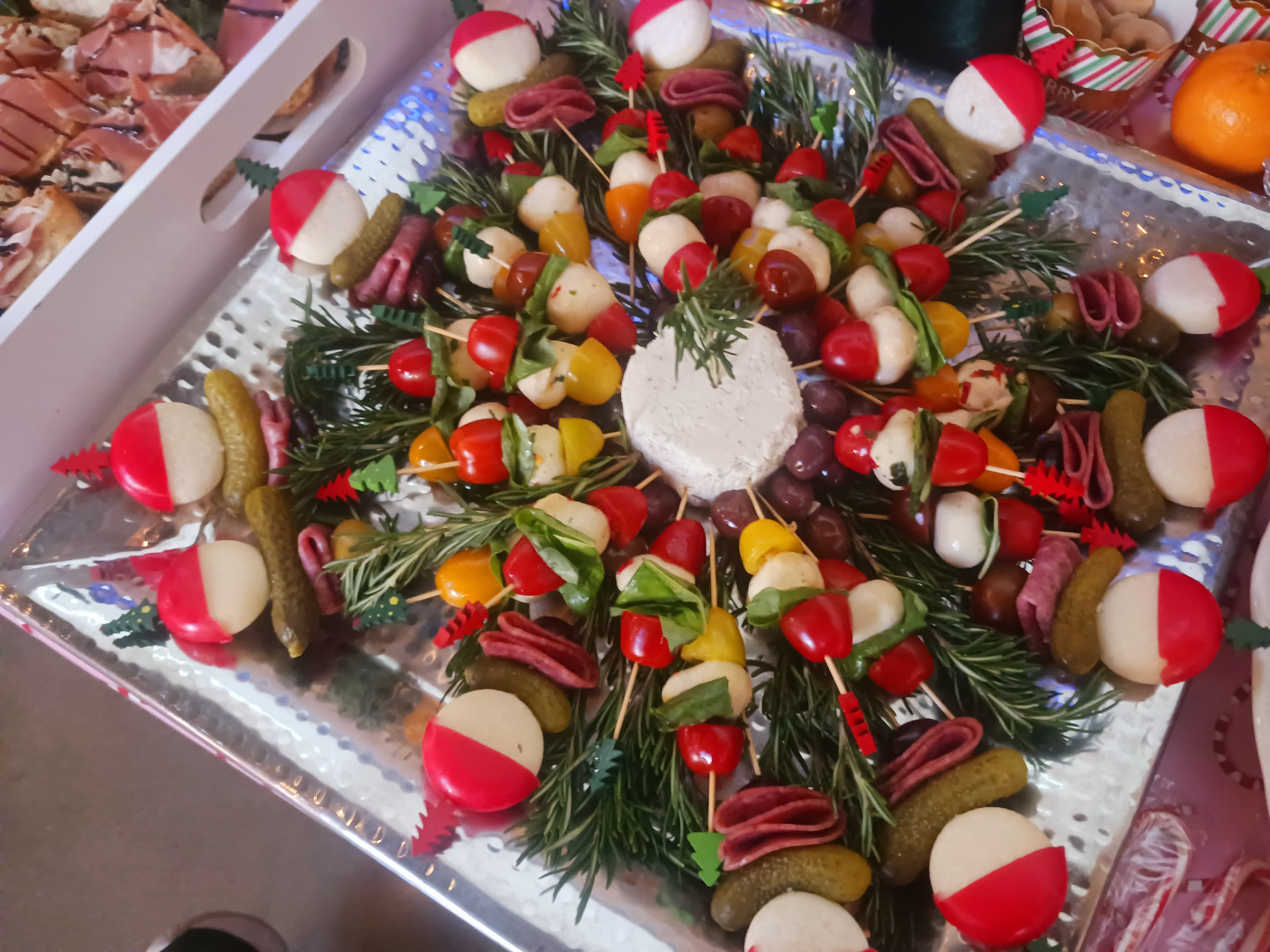 Holiday wreath appetizer display
